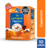 Cappuccino Tradicional Delicada Espuma La Virginia en 10 sobres de 12,5 gr c/u