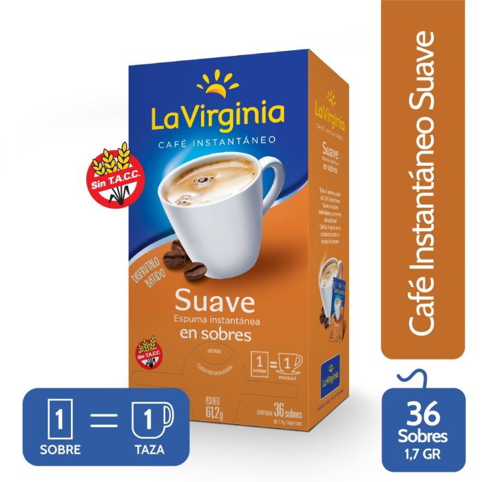 Café Instantáneo  Suave Espuma instantánea en Sobres 36 unidades de 1,7G La Virginia